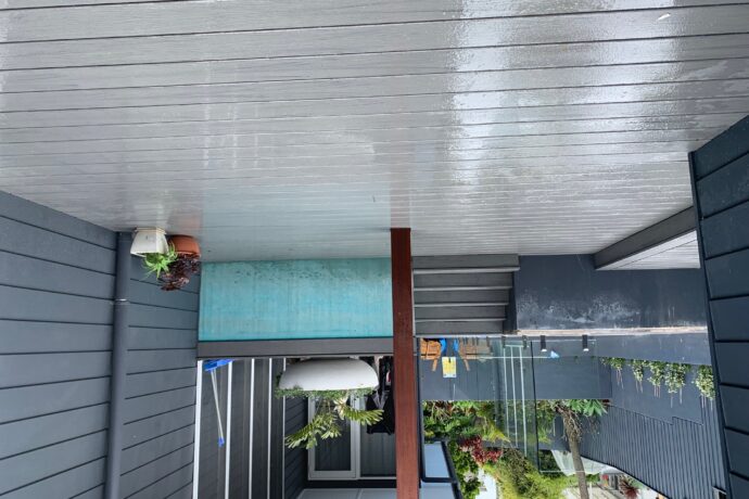 Finished grey deck and steps at an Avalon home